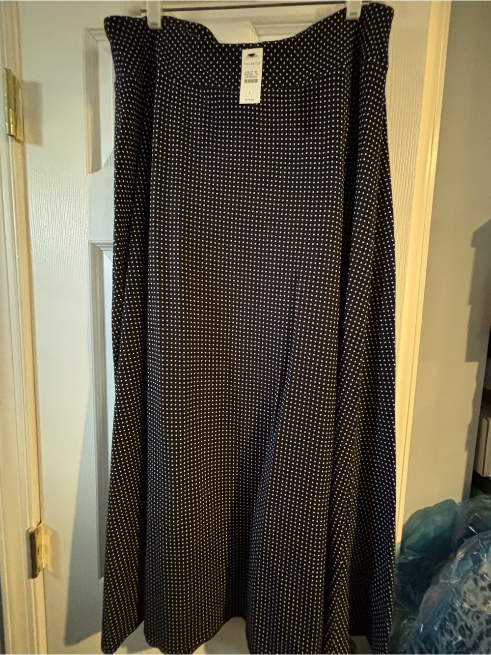 Talbots Black Polka Dot A-Line Maxi Skirt